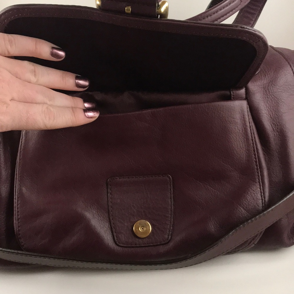 COACH wine-colored leather satchel - Picture 5 of 7